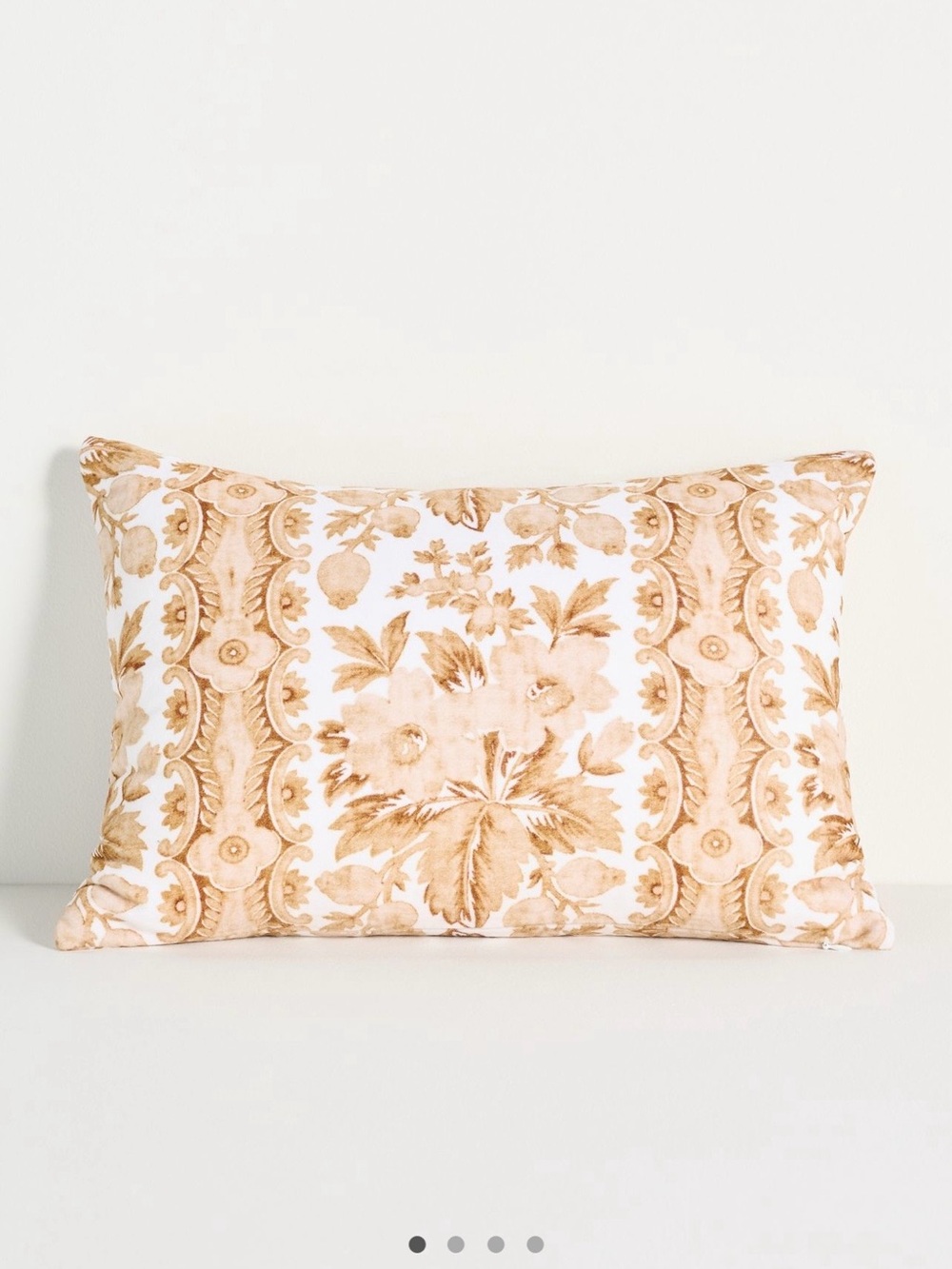 Anthropologie Maisie Velvet Floral Lumbar Pillow - Cream & Tan